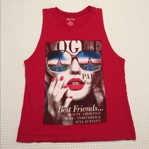 VOGUE Muscle Graphic Tee Red Tank Top